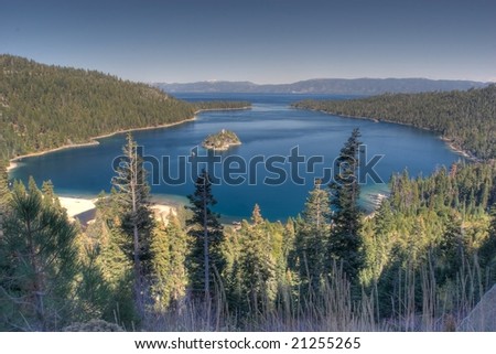 Lake Tahoe is a large freshwater lake in the Sierra Nevada mountains of the United States. It is located along the border between California and Nevada