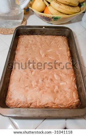 Polish Easter Cake. A softer version of shortbread, topped with almonds and cut into serving-sized squares.