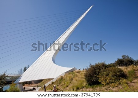 Sundial Bridge is a cantilever spar cable-stayed bridge for bicycles and pedestrians that spans the Sacramento River in Redding, California