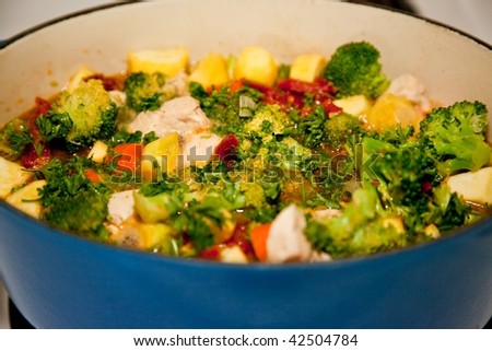 Stew is a combination of solid food ingredients that have been cooked in liquid and served in the resultant gravy