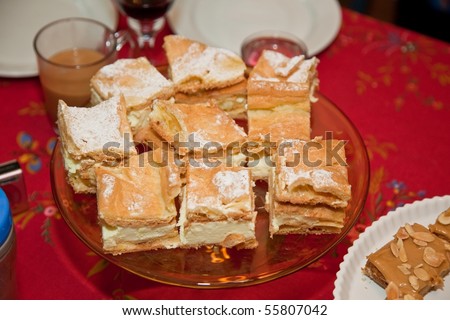 Karpatka cake is well known throughout Poland and derives its name from the unique shape of the cake surface which resembles the Carpathian Mountains.