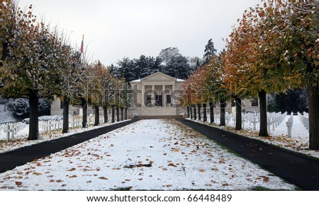 American cemetery near Paris:american war cemetery in Suresnes, France (Mont Valerien). On one side of cemetery for soldiers from first world war and on the other side, soldiers from second world war.