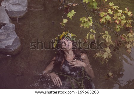 Young beautiful drown woman