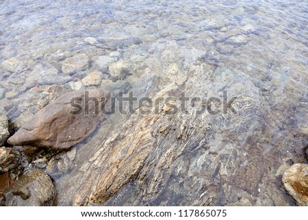 Rocks and stones under water