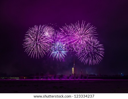 Fireworks over the city of St. Petersburg (Russia) on the feast of \