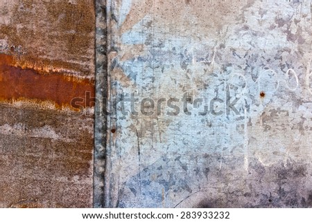 Background texture with old galvanized metal, rusts, scrapes, scratches, cracks. Modern vintage style.