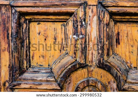 Part of wood door color painted wall interior texture with rustic and scratches