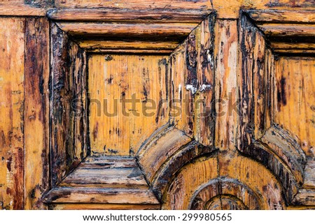 Part of wood door color painted wall interior texture with rustic and scratches