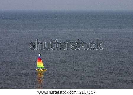 Sailboat on the Atlantic Ocean off Virginia Beach, Virginia