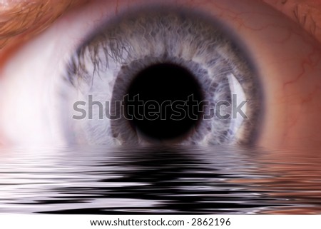 Human eye on a watery horizon