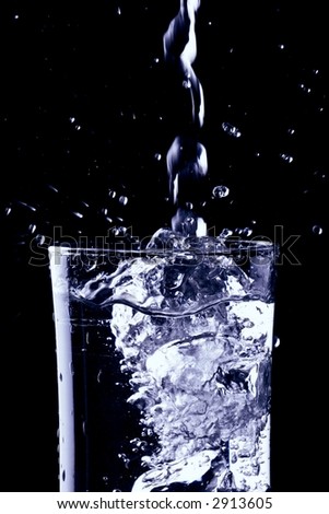 Cold water pouring into a drinking glass