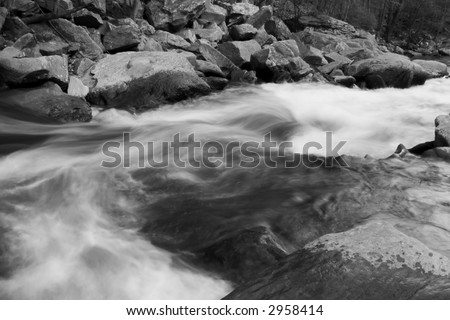 Black and white long exposure of Deer Creek - Rocks State Park, Maryland
