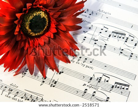 old music with flower