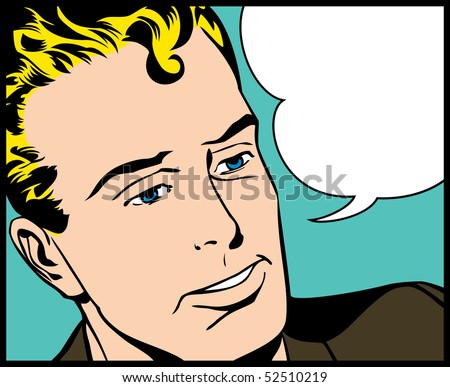 Illustration of a man in a pop art/comic style - stock photo