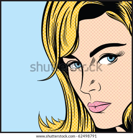 stock vector Pop Art Woman Contains separate solid color and dot layers