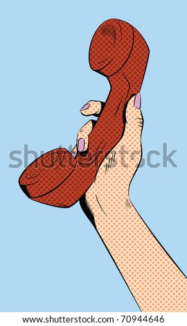 Pop Art illustration of a hand holding a phone