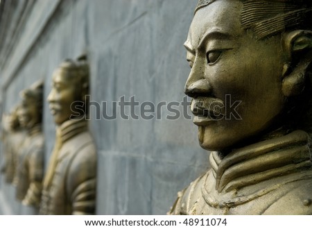 chinese warrior bronze statue