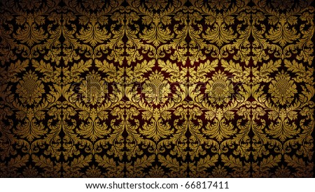Gold on chestnut tapestry - wallpaper