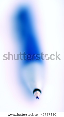 closeup tip perspective of isolated pen on white background