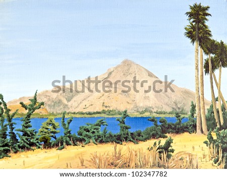 Indian landscape painted on canvas