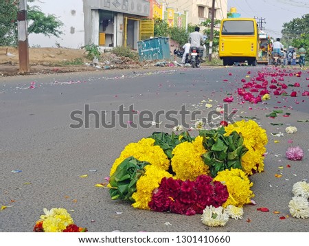 Funeral procession passed by in the streets of Tiruvanamalai in India