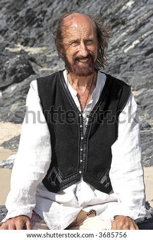 Pop Rockstar Arthur Brown from the worldhit 'Fire' in the sixties at the beach
