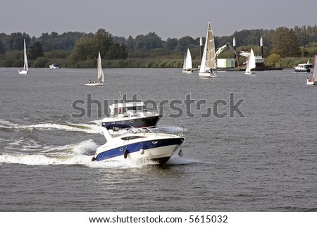 Watersport on the river Waal in the Netherlands