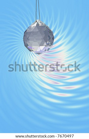 Crystal ball shining reflecting on blue fancy background