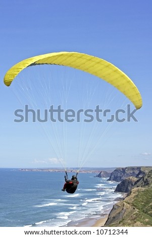 Para gliding along the coast in Portugal