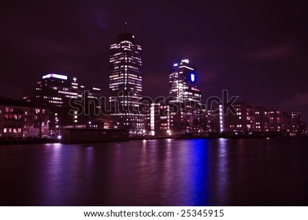 Skyline from Amsterdam the Netherlands by night