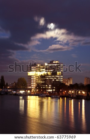 Amsterdam skyline at night in the Netherlands