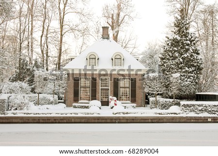 Late medieval mansion in the countryside from the Netherlands in winter