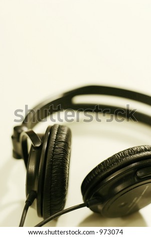 black headphones on isolated white background