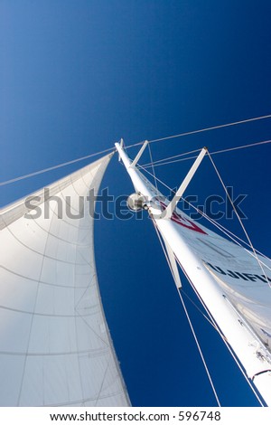 White Yacht sail and radio mast - Copy Space