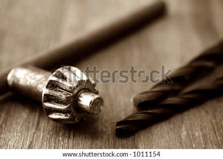 Sepia tone, Tools on wooden table