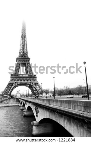 paris france eiffel tower black and. stock photo : The Eiffel Tower