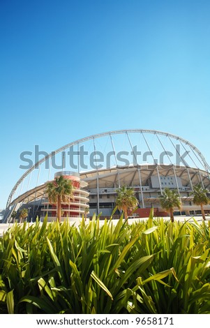 Khalifa (Kalifa) sports stadium in Doha, Qatar where the 2006 Asian games were hosted and location for the proposed 2016 Olympic Games (wide angle lens distortion on edges)