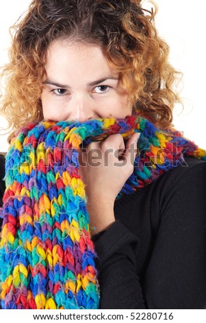 Curly Red Hair Man. stock photo : Cute young adult caucasian woman curly red hair in a black top
