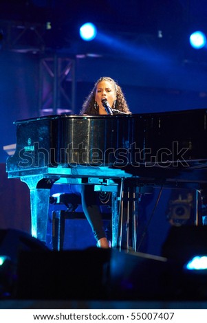 SOWETO - JUNE 10: Singer Alicia Keys, performs at Orlando Stadium for the FIFA World Cup Kick Off Celebration Concert on June 10, 2010 in Soweto.
