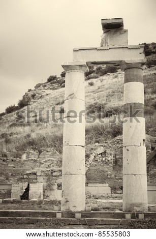 The old ruins of the city of Ephesus in modern day Turkey. The Precint for Artemis and the Emperor 1 BC