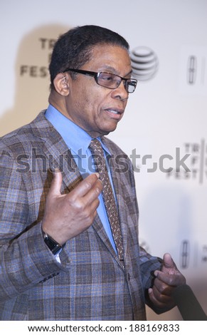 New York, NY, USA - April 19, 2014: Jazz musician Herbie Hancock attends the premiere of \'Keep On Keepin\' On\' during the 2014 Tribeca Film Festival at BMCC Tribeca PAC, Manhattan