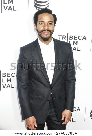 New York, NY, USA - April 15, 2015: Andre Holland attends the world premiere of Live From New York during the 2015 Tribeca Film Festival at The Beacon Theatre, Manhattan