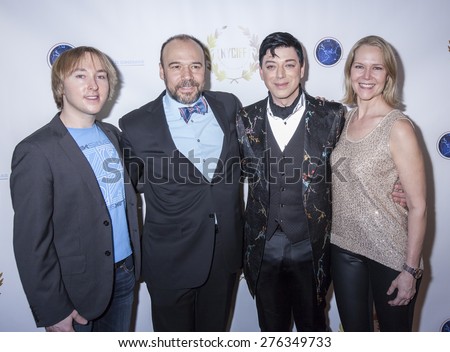 New York, NY, USA - April 30, 2015: Malan Breton with friends attend world premiere of documentary film 'A Journey to Taiwan' during NYC International Film Festival at the DGA Theatre, Manhattan