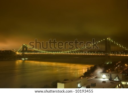 George Washington Bridge at night with light