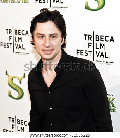 NEW YORK - APRIL 21: Actor Zach Braff attends the \'Shrek Forever After\' premiere during the 2010 Tribeca Film Festival at the Ziegfeld Theatre on April 21, 2010 in NYC.