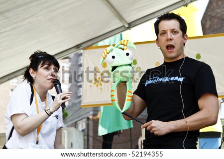 NEW YORK - MAY 01: Actor John Tartaglia performs onstage at the Family Festival Street Fair during the 2010 Tribeca Film Festival on May 1, 2010 in NYC