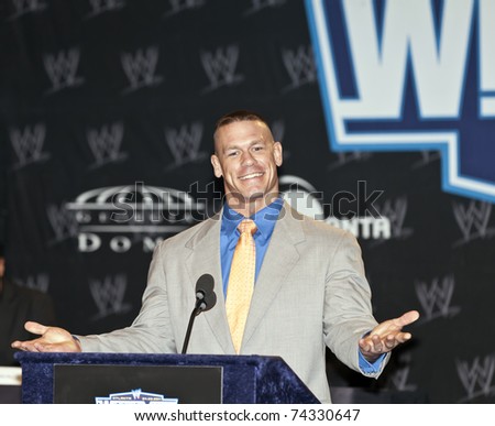 NEW YORK, NY - MARCH 30: WWE Superstar John Cena attends the WrestleMania XXVII press conference at Hard Rock Cafe New York on March 30, 2011 in New York City.