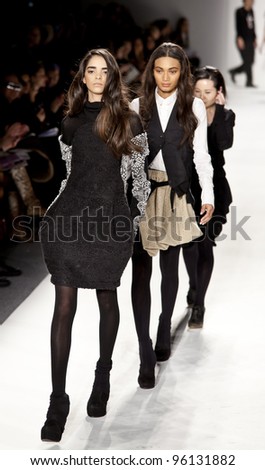NEW YORK - FEBRUARY 11: Models walk runway for Vantan Tokyo collection at Mercedes-Benz Fall 2012 Fashion Week at Studio at Lincoln Center on February 11, 2012 in NYC