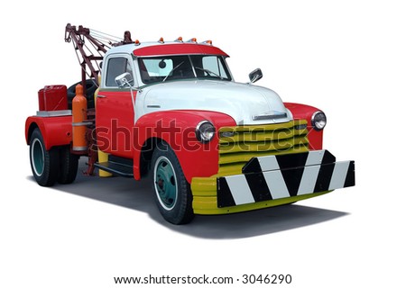 stock photo A classic 1960's tow truck vintage 