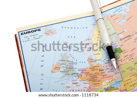 European map and pen